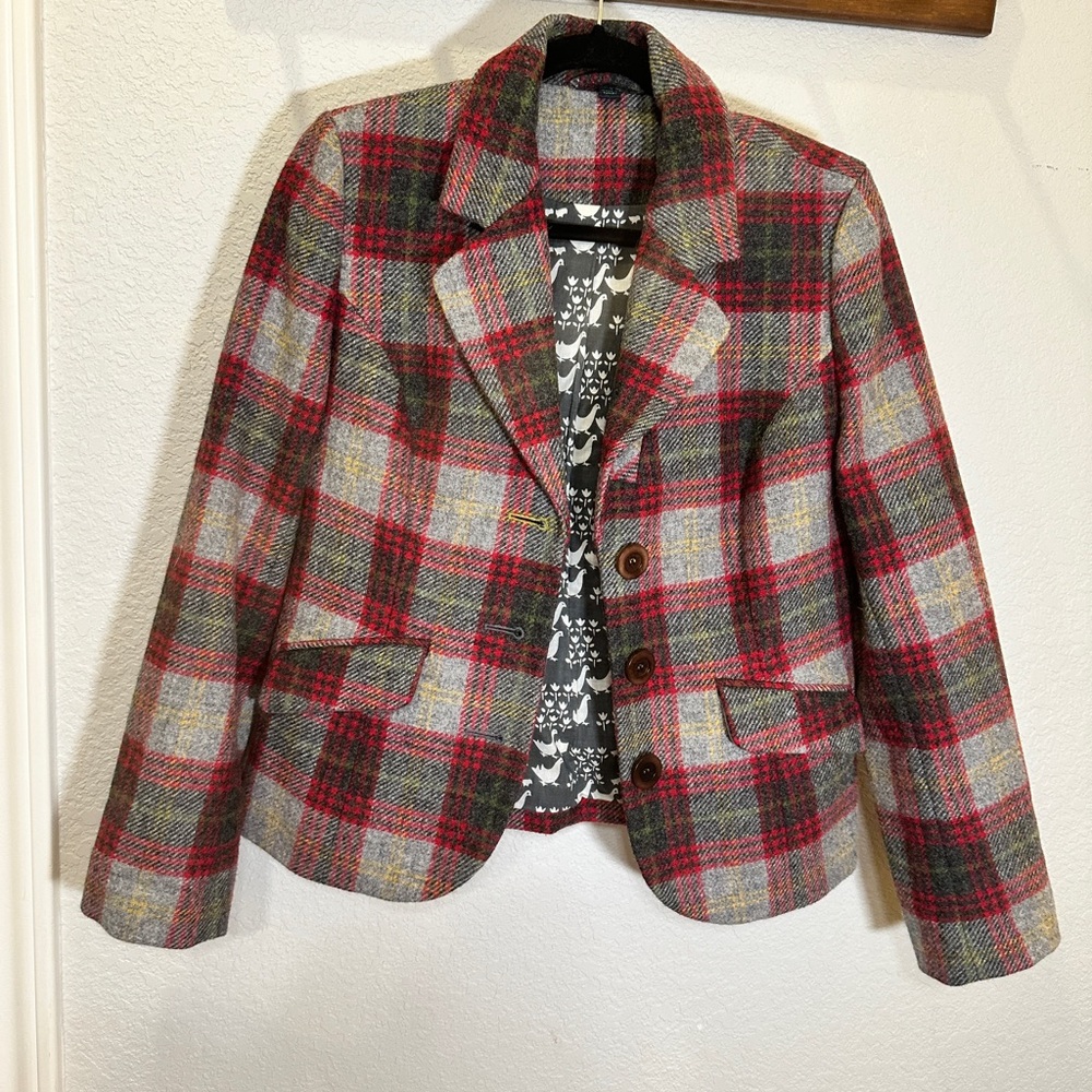 Boden wool plaid blazer size 12